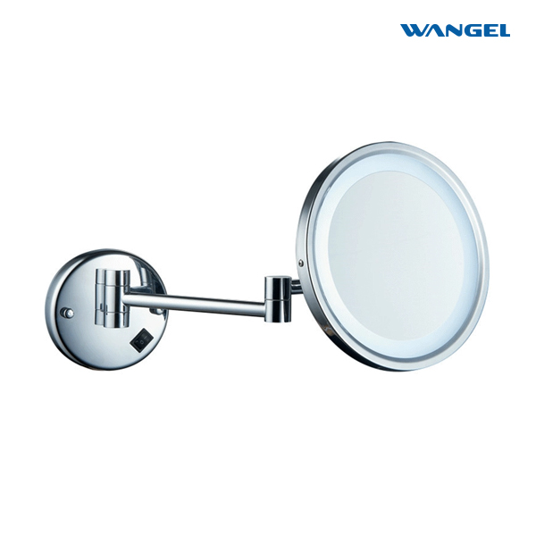 Wangel LED Wall Mounted Single Chrome Round Foldable Makeup Mirror
