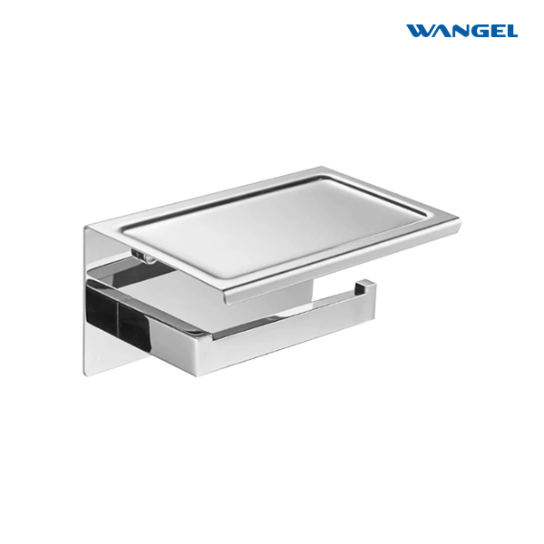 Toilet Paper Holder with Phone Shelf Polished Chrome, Bathroom Accessories 304 Stailess Steel Tissue Roll Dispenser Storage Wall Mounted