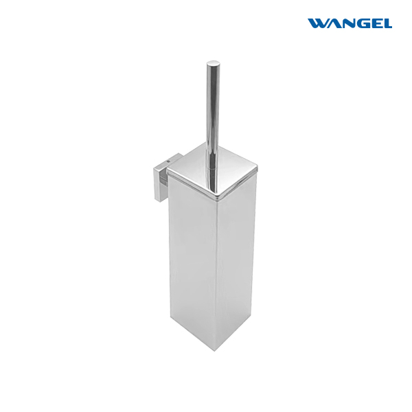 Square wall mounted toilet brush with stainless steel handle for space saving