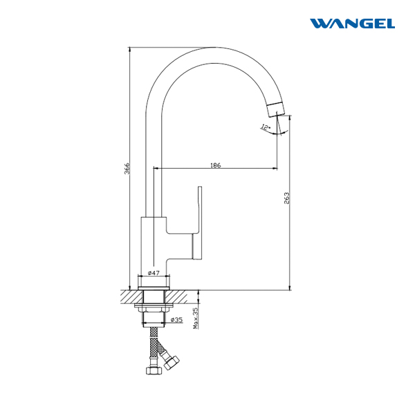 High Quality Countertop-Mounted Installation Chrome Plated/Matte Black Single Handle Kitchen Faucet - 图片 2