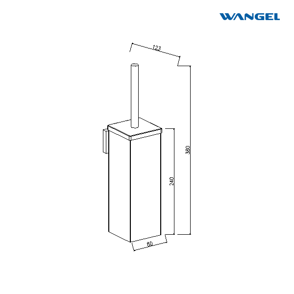 Square wall mounted toilet brush with stainless steel handle for space saving - 图片 2
