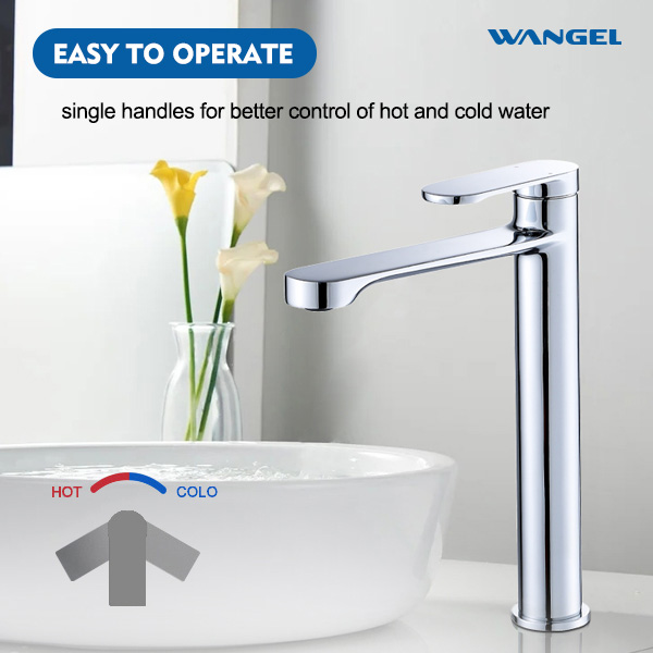 High Quality Countertop-Mounted Installation Chrome Plated High Basin Faucet - 图片 4