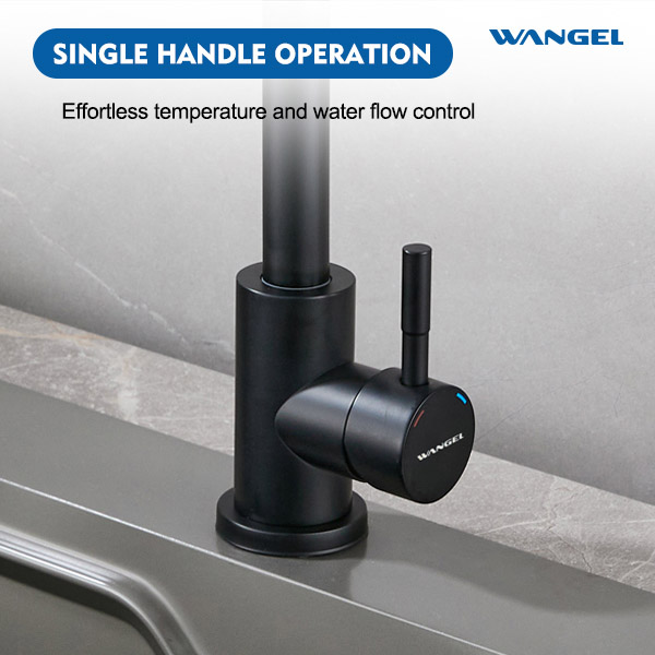 Wholesale Deck Mounted Matte Black SUS304 Stainless Steel L Shape Side Lever Kitchen Sink Faucet Slim Tap - 图片 4