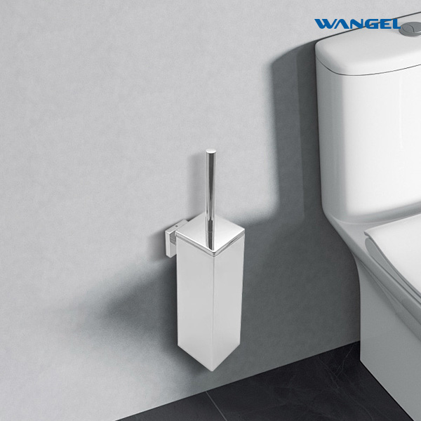 Square wall mounted toilet brush with stainless steel handle for space saving - 图片 3