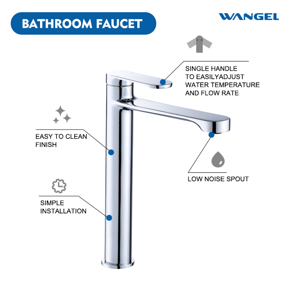 High Quality Countertop-Mounted Installation Chrome Plated High Basin Faucet - 图片 5