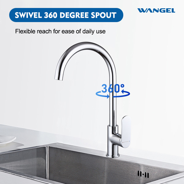High Quality Countertop-Mounted Installation Chrome Plated/Matte Black Single Handle Kitchen Faucet - 图片 4