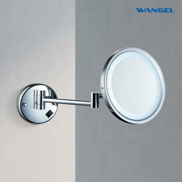 Wangel LED Wall Mounted Single Chrome Round Foldable Makeup Mirror - 图片 2