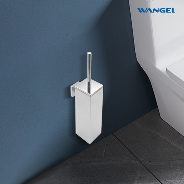 Square wall mounted toilet brush with stainless steel handle for space saving - 图片 4