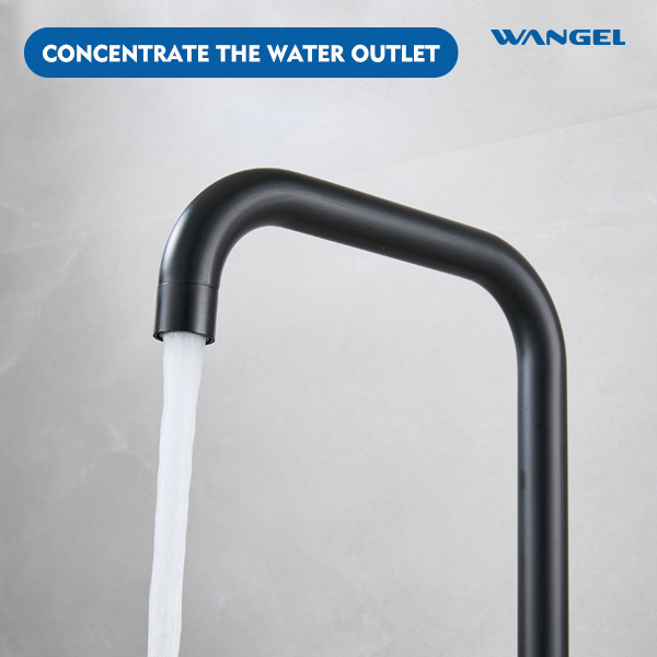 Wholesale Deck Mounted Matte Black SUS304 Stainless Steel L Shape Side Lever Kitchen Sink Faucet Slim Tap - 图片 3