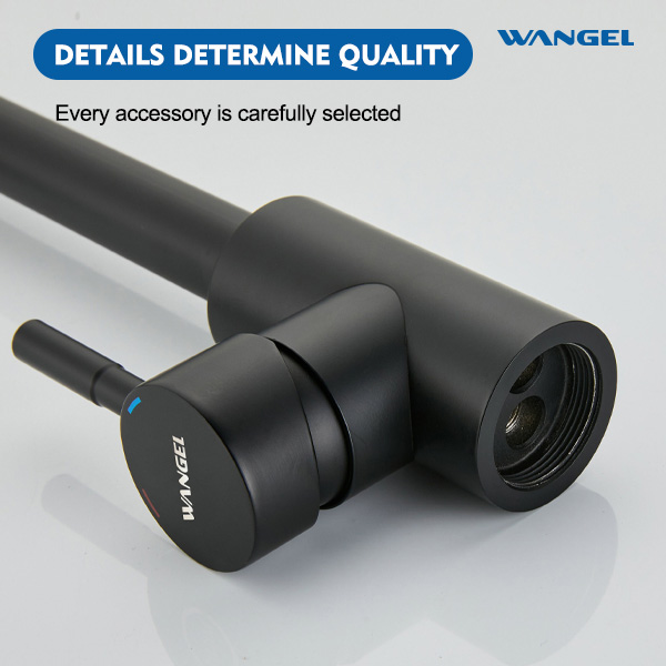 Wholesale Deck Mounted Matte Black SUS304 Stainless Steel L Shape Side Lever Kitchen Sink Faucet Slim Tap - 图片 5
