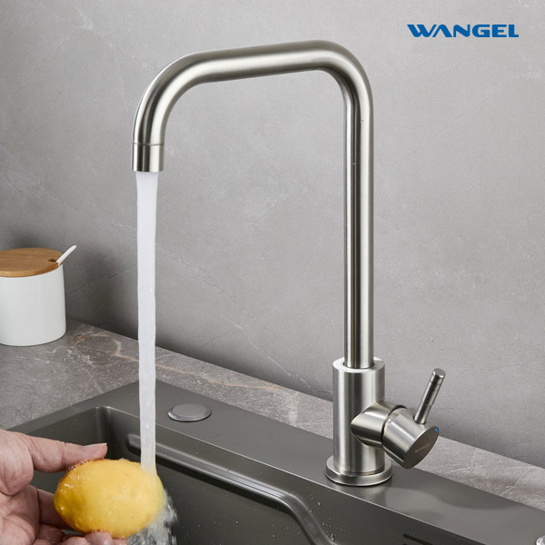 Wholesale Deck Mounted Matte Black SUS304 Stainless Steel L Shape Side Lever Kitchen Sink Faucet Slim Tap - 图片 6