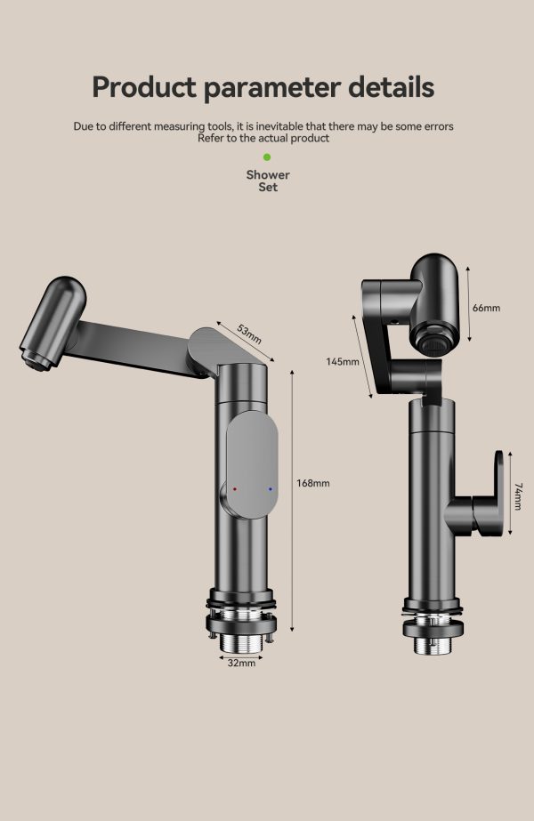 Wangel Black Light Luxury Cold and Hot Faucet - Imagen 14