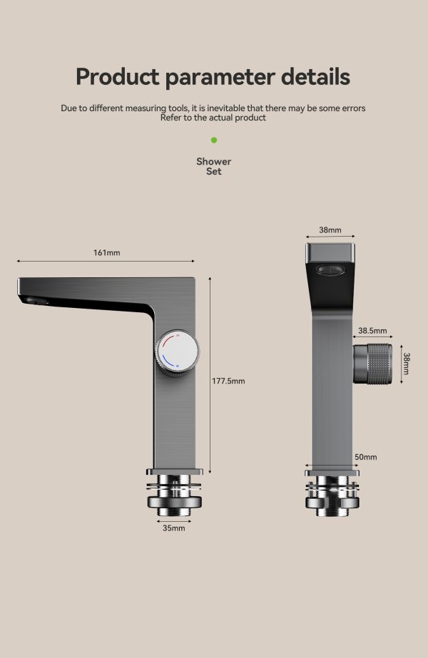 Wangel Gun Gray Light Luxury Cold and Hot Faucet - immagine 6