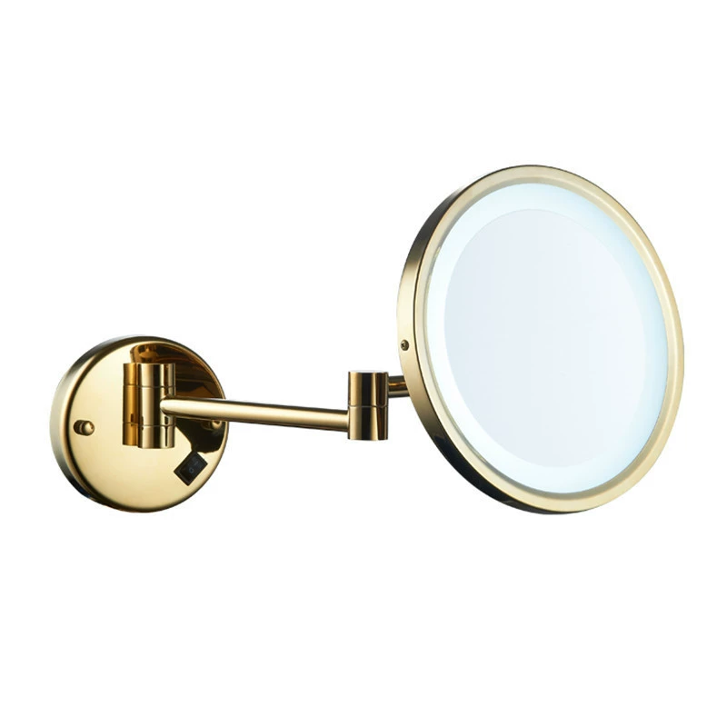 Wangel LED Wall Mounted Single Chrome Round Foldable Makeup Mirror - 图片 4