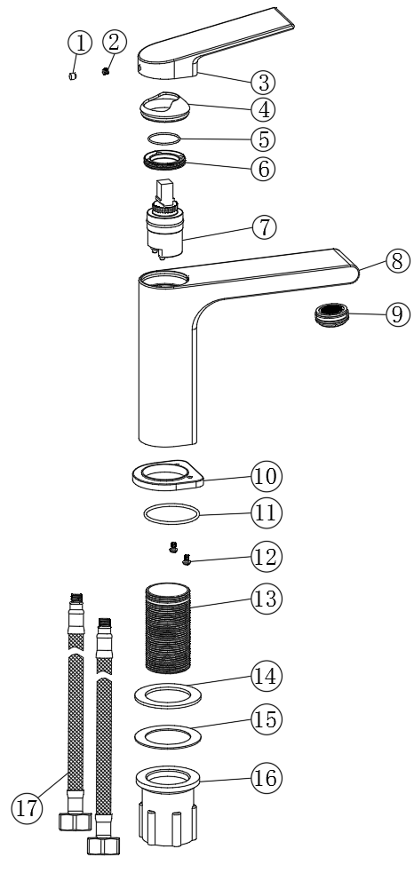 Modern Design High Quality Chrome Plated/Matte Black Countertop-Mounted Installation Basin Faucet - 图片 2