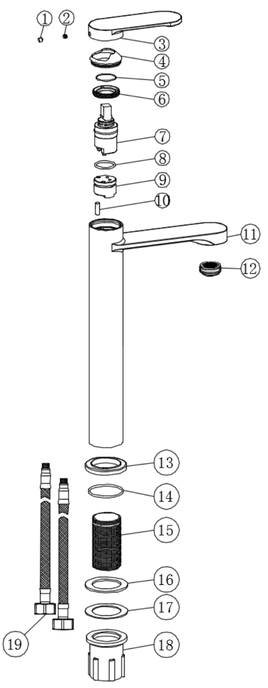 High Quality Countertop-Mounted Installation Chrome Plated High Basin Faucet - 图片 2