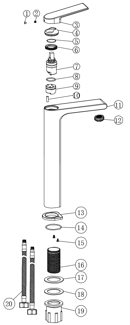 Modern Design High Quality Chrome Plated Countertop-Mounted Installation Single Handle Basin Faucet - 图片 2