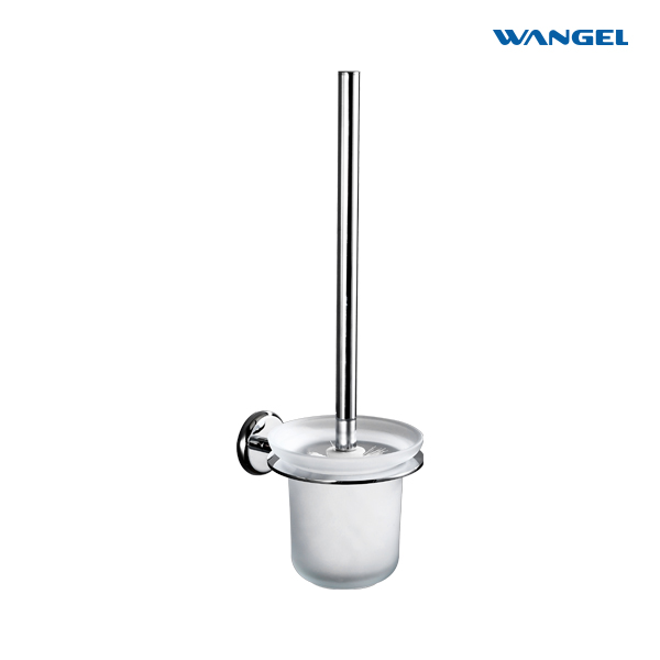 Toilet Brush With Stainless Steel Handle Ceramic Holder for Bathroom Cleaning