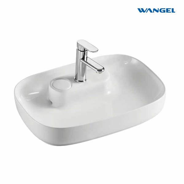 Cabinet Countertop Bathroom Ceramic Hand Wash Basin Hidden Drainer Sink