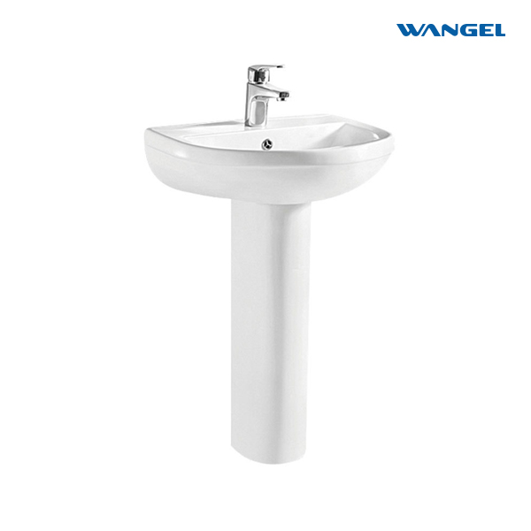 Modern Ceramic Pedestal Basin for Bathroom - Compact White With Overflow