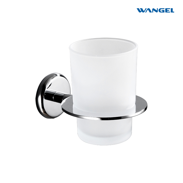 Wall Mounted Single Cermaic Tumbler and Brass Holder for Bathroom or Bedroom,Chrome