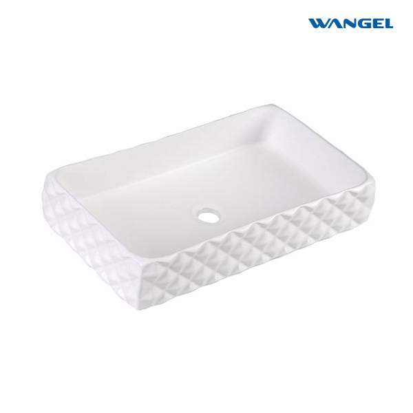 High Quality Square Shape Modern Style Design Countertop-Mounted Installation Bathroom Art Basin with Single Hole