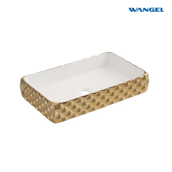 Luxury High Quality Square Shape Modern Style Design Countertop-Mounted Installation Bathroom Art Basin with Single Hole