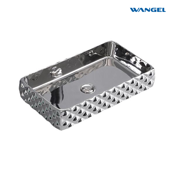 Luxury Polished Gold High Quality Rectangle Modern Style Design Countertop-Mounted Installation Bathroom Art Basin