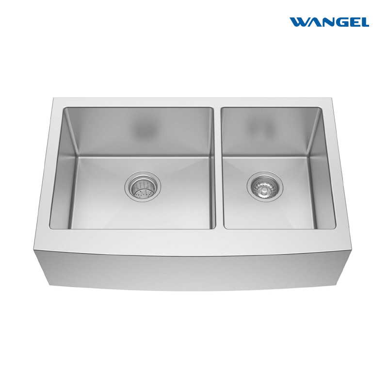Farm Sink Double Bowl - 33 inch Farmhouse Sink Apron Front Double Bowl Stainless Steel 18 Gauge Handmade Farm Kitchen Sink