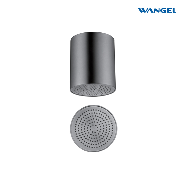 Modern Style Design High Pressure Elegant Gun Grey Cylindrical Stainless Steel Shower Head Without Embroidery