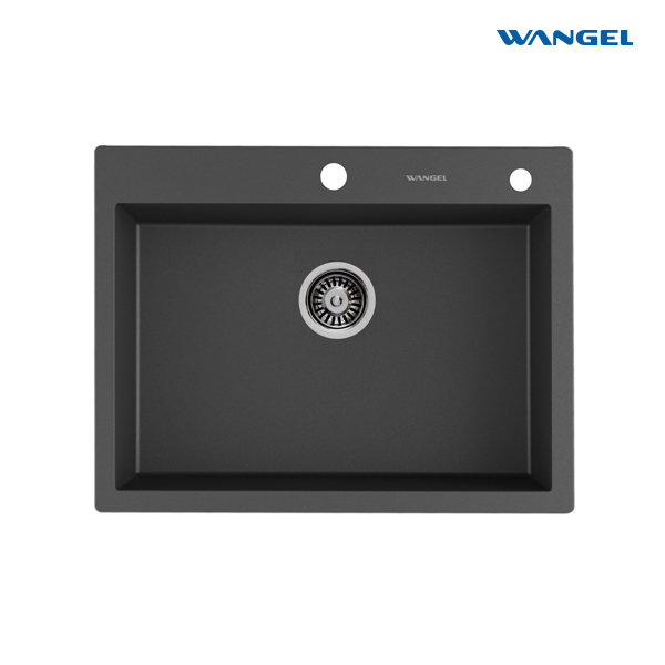Single bowl kitchen sink Black composite granite square base quartz with one hole