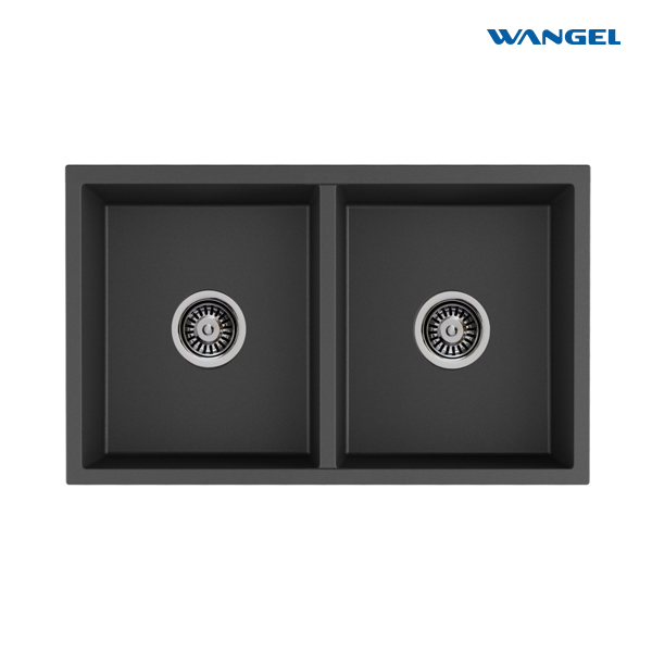 Granite Composite Double Bowl Kitchen Sink, Quartz Dual Mount Workstation, Matte Black Composite