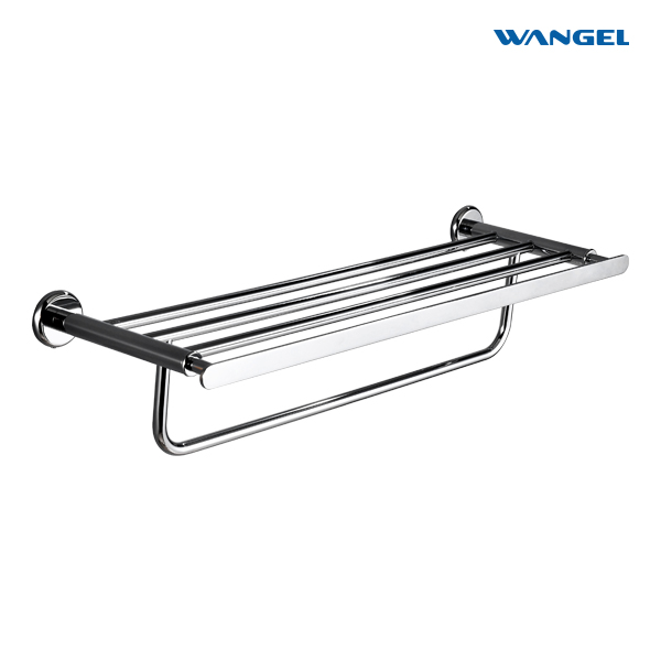 Luxury High Quality Wall Mounted Chrome Finishing Brass Bathroom Accessories Towel Rack Shelves