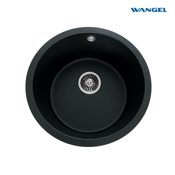 Quartz Stone Sink Round Black Round Sink Kitchen Granite Sink Small Round Basin High Hardness Long Service Life