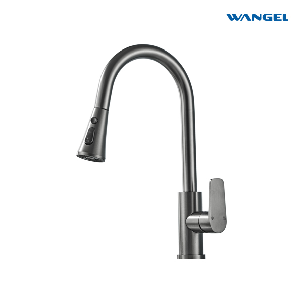 Modern Style Design 360° Rotatable Pull Out Spout Space Aluminum Countertop-Mounted Installation Kitchen Faucet