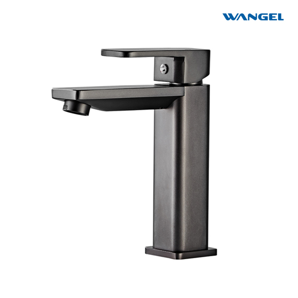 Gun Grey Modern Style Design Rotatable Handle Hot And Cold Control Space Aluminum Countertop-Mounted Installation Basin Faucet