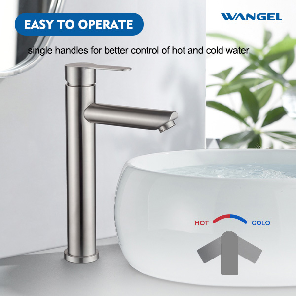 Stainless Steel 304 High Quality Modern Style Design Countertop-Mounted Installation High Body Basin Faucet - 图片 2