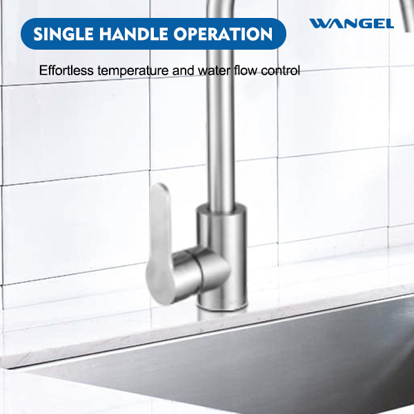 Stainless Steel 304 High Quality Brushed Countertop-Mounted Installation Kitchen Faucet - 图片 2