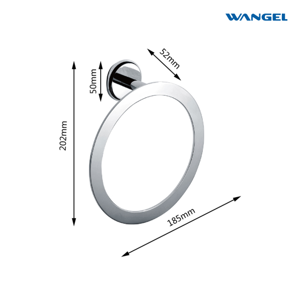 Round Towel Ring Brass Bath Hardware Chrome Bedroom Bathroom Accessories - 图片 4