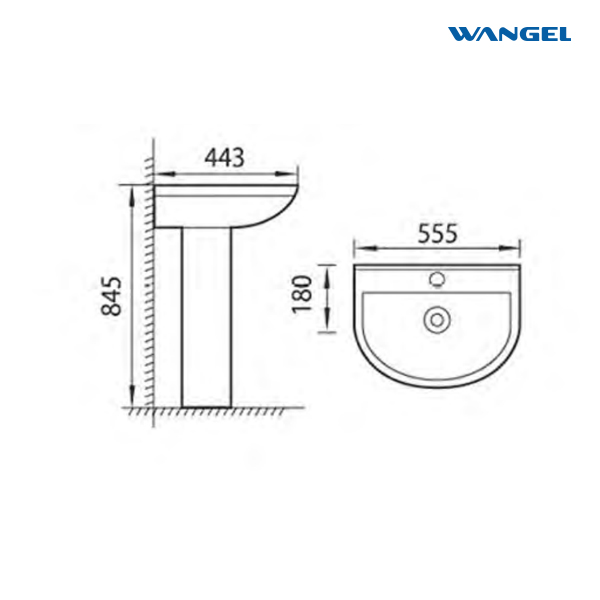 Modern Ceramic Pedestal Basin for Bathroom - Compact White With Overflow - 图片 2