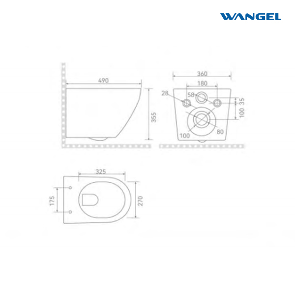 European-style bathroom, marble grey, colored flush toilet, frameless wall-mounted household toilet - 图片 2