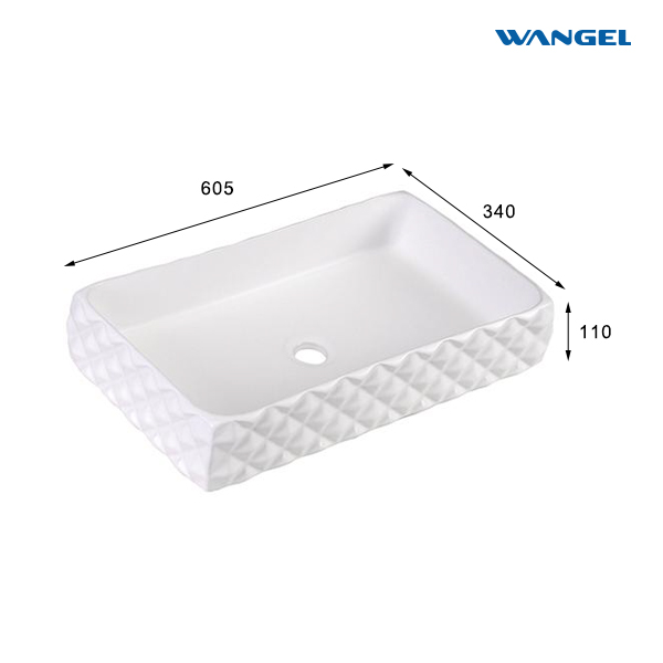 High Quality Square Shape Modern Style Design Countertop-Mounted Installation Bathroom Art Basin with Single Hole - 图片 2