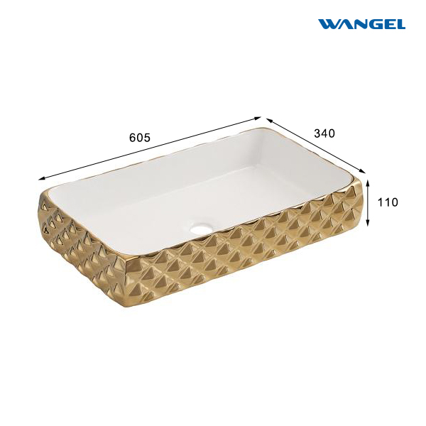 Luxury High Quality Square Shape Modern Style Design Countertop-Mounted Installation Bathroom Art Basin with Single Hole - 图片 2