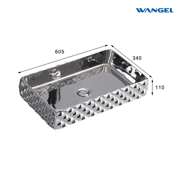 Luxury Polished Gold High Quality Rectangle Modern Style Design Countertop-Mounted Installation Bathroom Art Basin - 图片 2