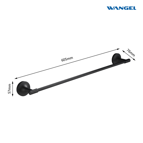 Single Towel Rail Bathroom Accessories Towel Bar Matte Black Stainless Steel Bath Towel Rack - 图片 3