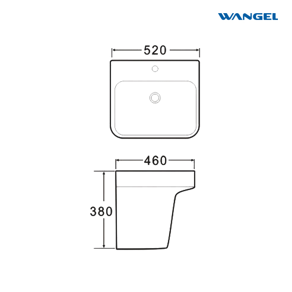 Sanitary Ware Bathroom Wall Hung Mounted Wash Basin Rectangle Ceramic Bathroom Sink - 图片 2