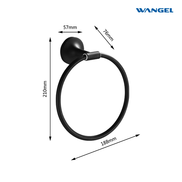 Matte Black Towel Ring Hand Towel Holder Towel Hanger Ring for Bathroom Wall - 图片 5