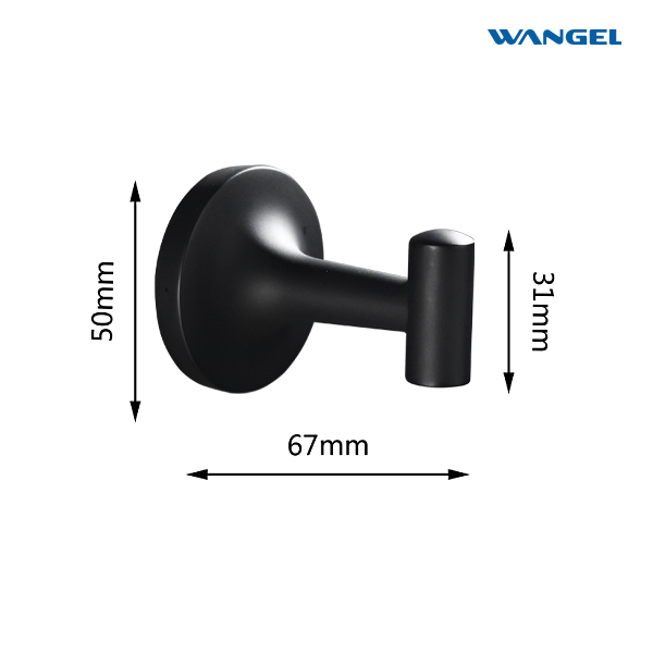 Wall Mounted Matte Black Robe Hook Single Hook Wall Hanger - 图片 4