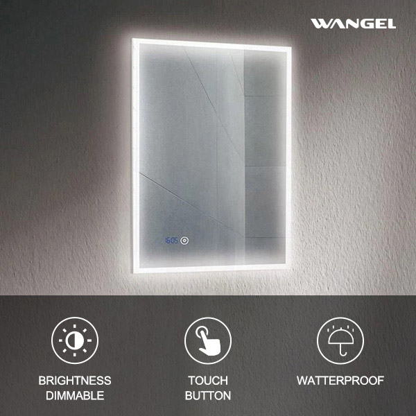 High Quality Modern Style Design Bathroom Touch Sensor Digital Clock Ambient Lighted Mirror - 图片 2