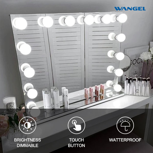 Elegant High Quality Modern Style Design Touch Sensor Hollywood Vanity Mirror with Bluetooth - 图片 2